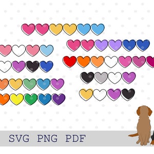 LGBTQ+ SVG-bundel, Gay Pride SVG-bundel, Pride Flag, Trans Png, Pride Month, niet-binaire aseksuele Rainbow Lesbian Pride Panseksuele Gender Fluid