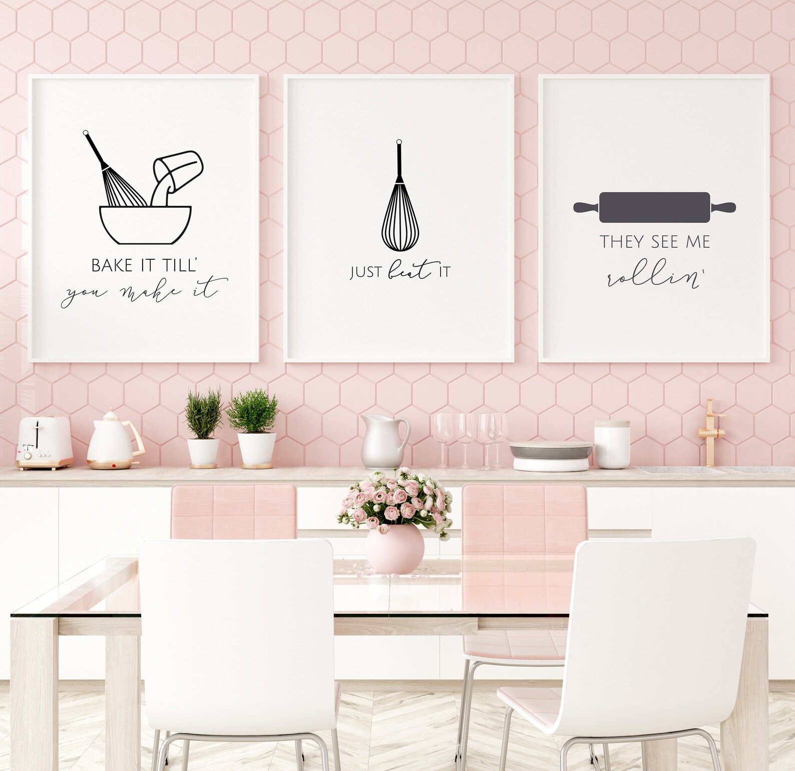 Bake Wall Art Framed Kitchen Art Bake It Till You Make It Etsy