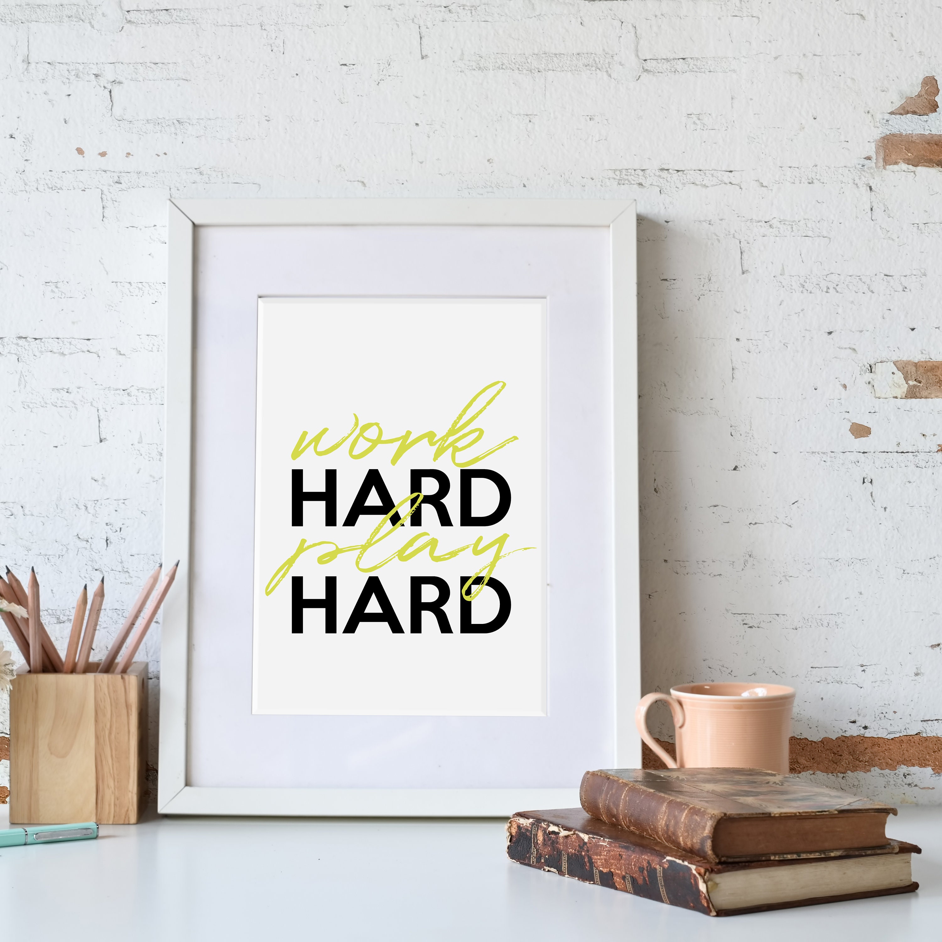 Work Hard Play Hard Wall Art Framed Wall Art Quotes Print Etsy