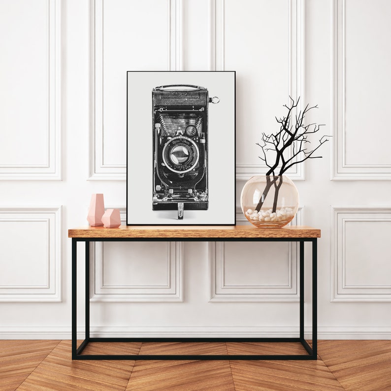 Vintage Camera Wall Art, Framed Wall Art, Living Room Framed Art