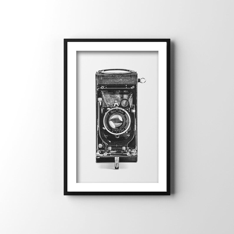 Vintage Camera Wall Art, Framed Wall Art, Living Room Framed Art