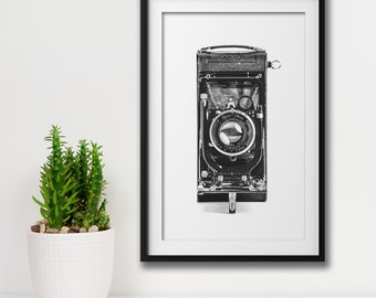 Vintage Camera Wall Art, Framed Wall Art, Living Room Framed Art, Office Wall Art, Vintage Art, Home Decor, Photographer Gift, Camera Print