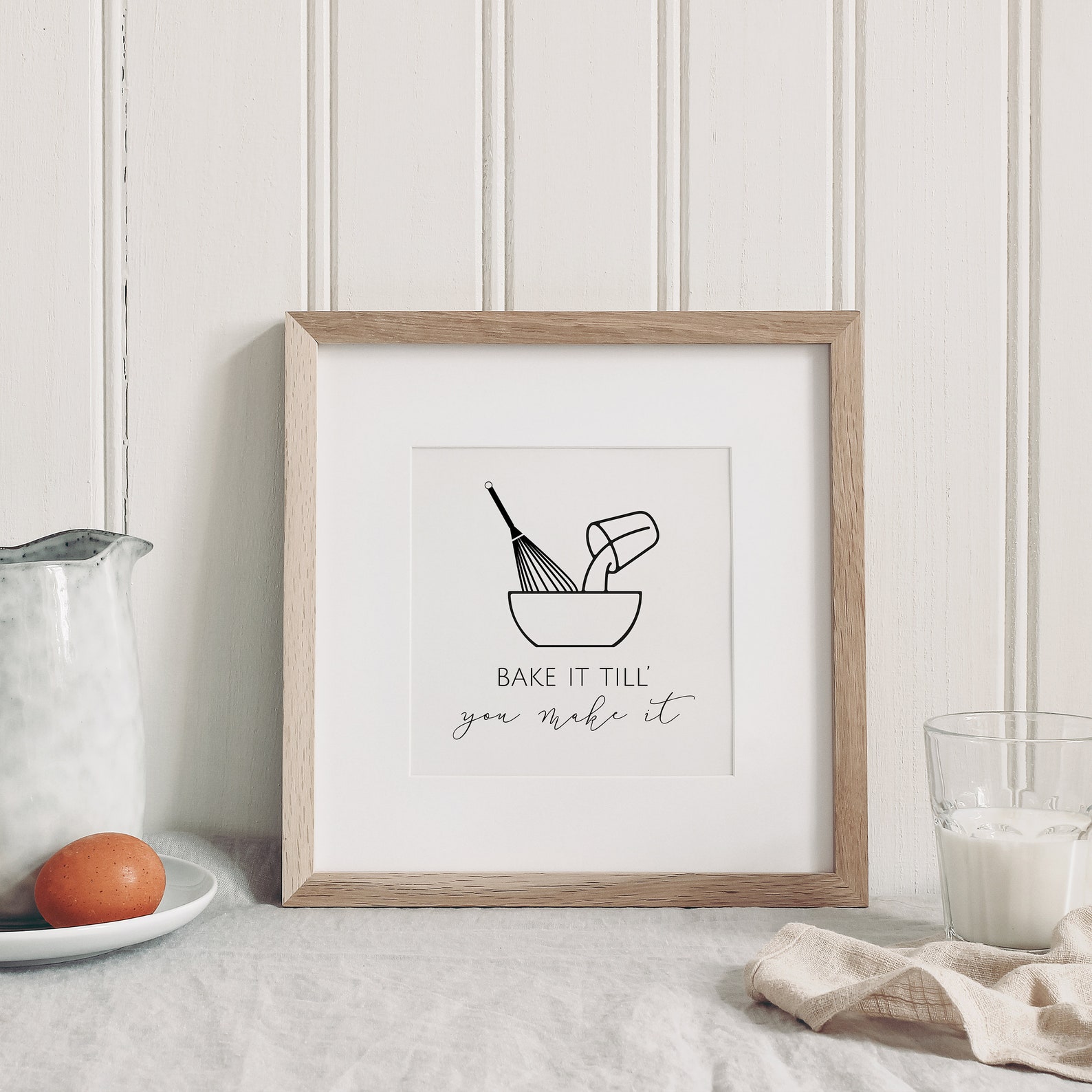Bake Wall Art Framed Kitchen Art Bake It Till You Make It Etsy