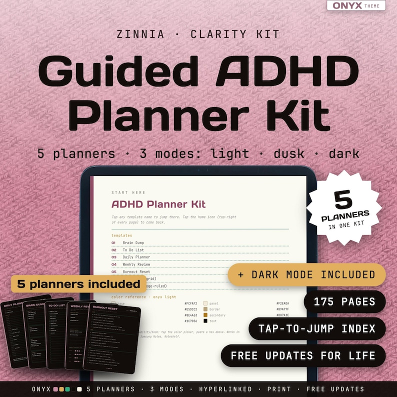 ADHD Digital Planner Kit | Brain Dump, to Do List, Daily Planner and ...