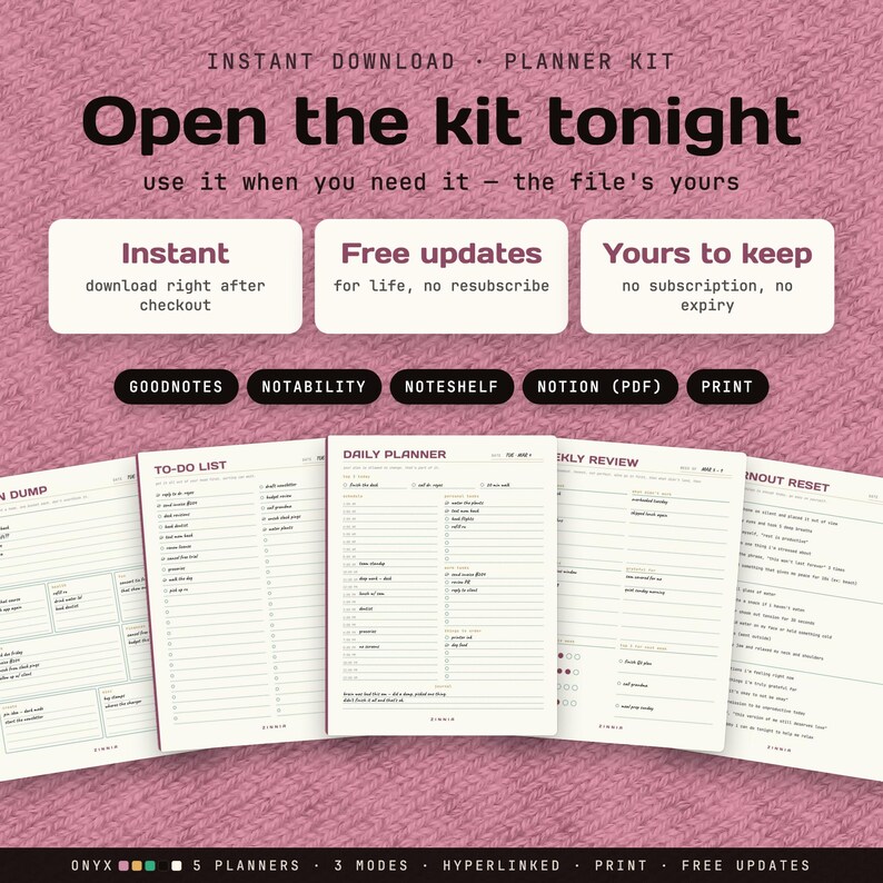 ADHD Digital Planner Kit | Brain Dump, to Do List, Daily Planner and ...