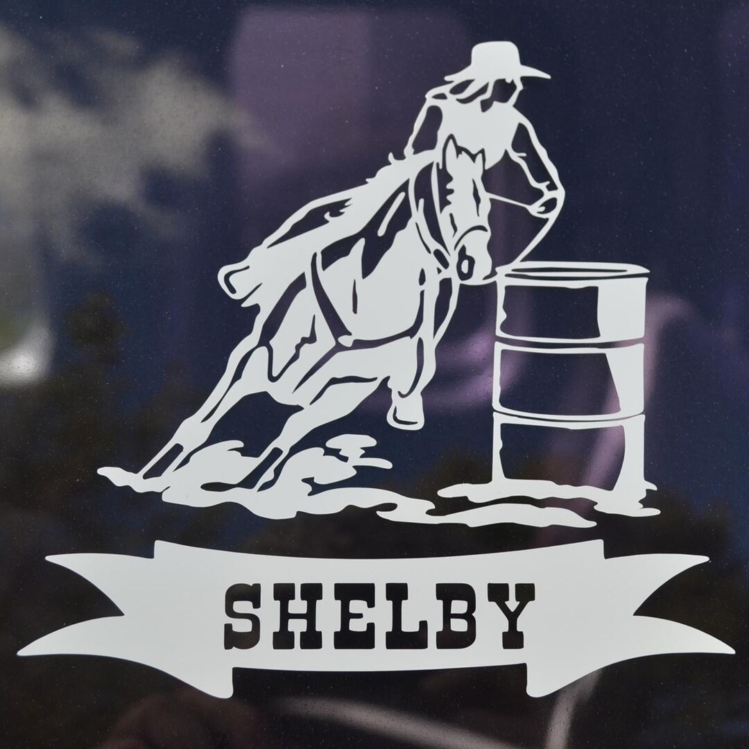 Barrell Racer Decal Barrel Racing Cowgirl Sticker/decal With Name 8x8