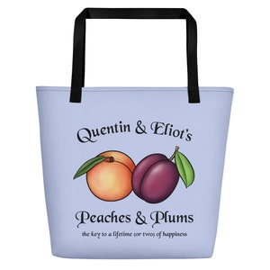 Fillory's Finest Peaches & Plums Beach Bag with Pocket