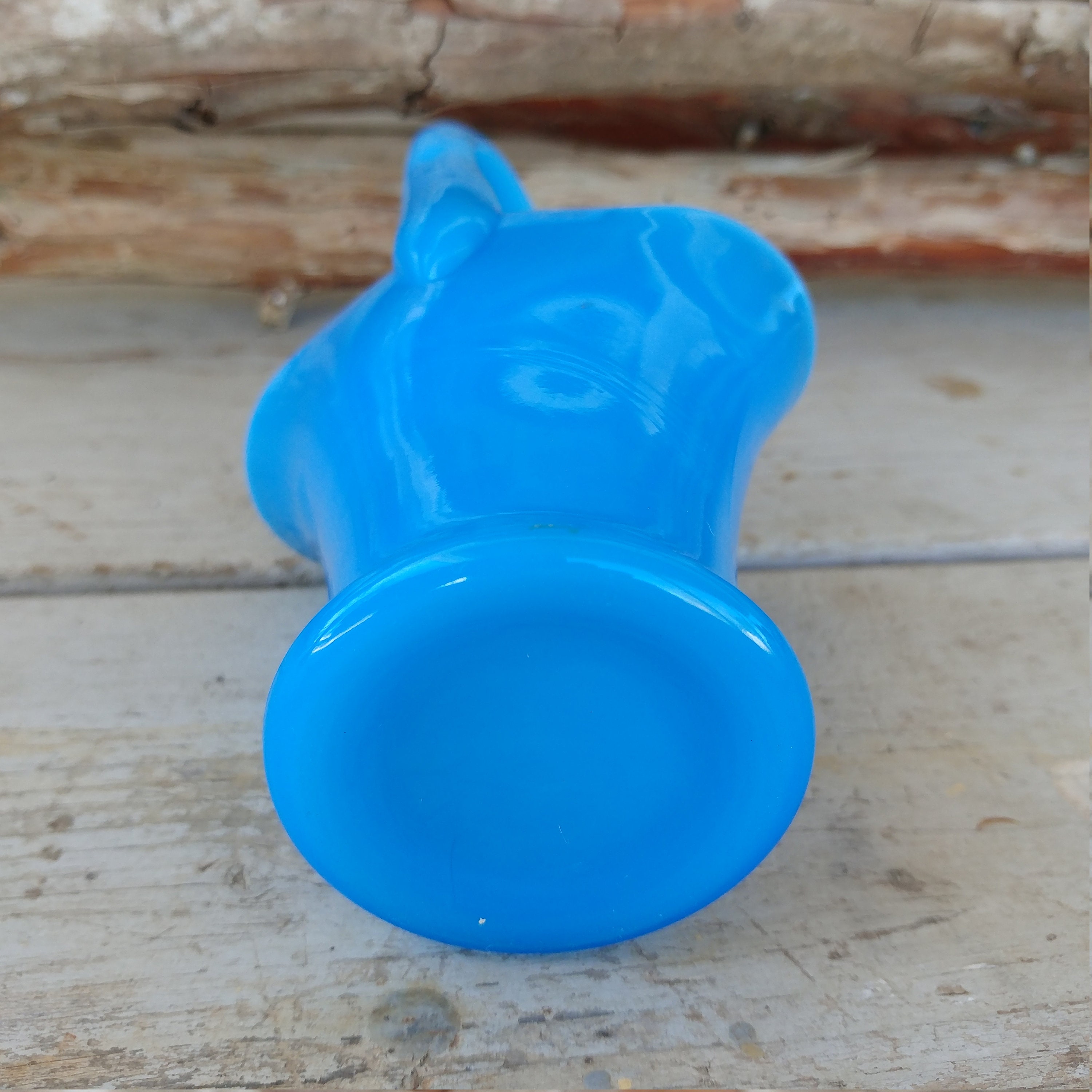 Vintage Opaque Blue Glass Small Basket Tiny Peacock Blue Glass Etsy