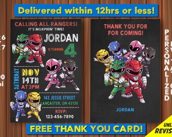 Power Rangers Invite Etsy