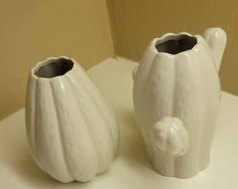 White Ceramic Cactus Vases - Set of 2