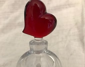 Crystal Perfume Bottle Jar with Red Heart Stopper