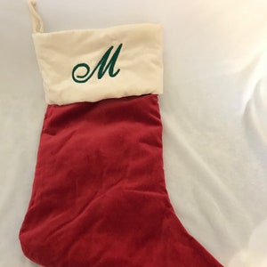 Monogram Red, Green & White Stocking - Letter M