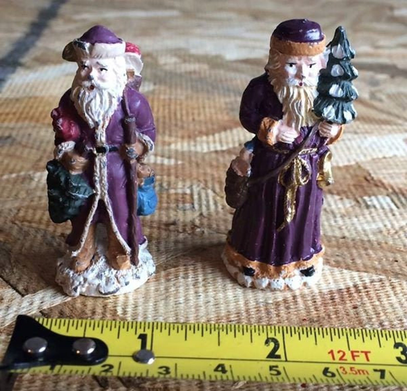 NOVELINO Antique Pewter Collection 2 Miniature Santas Etsy