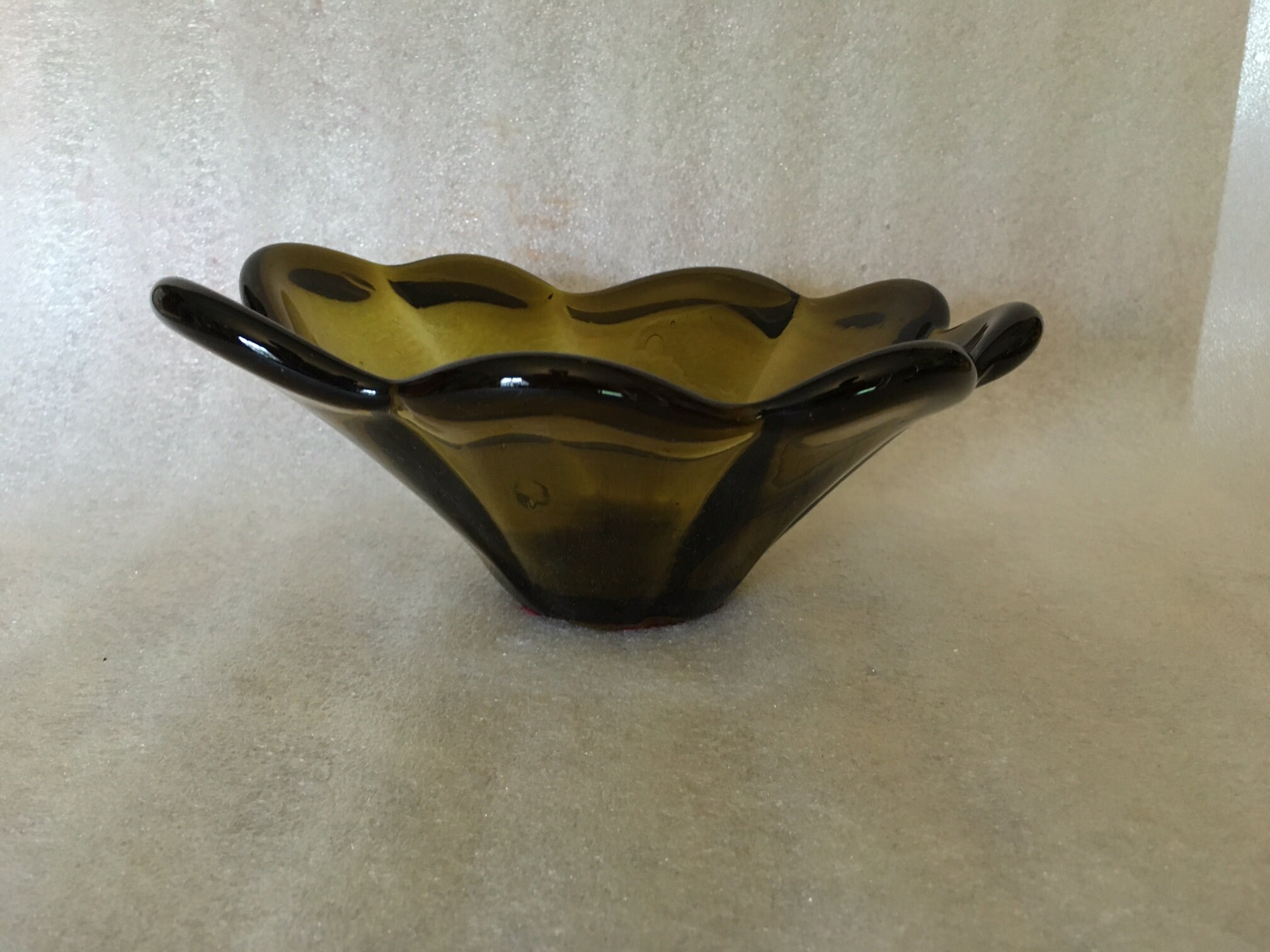 Vintage Green Glass Flower Bowl Etsy