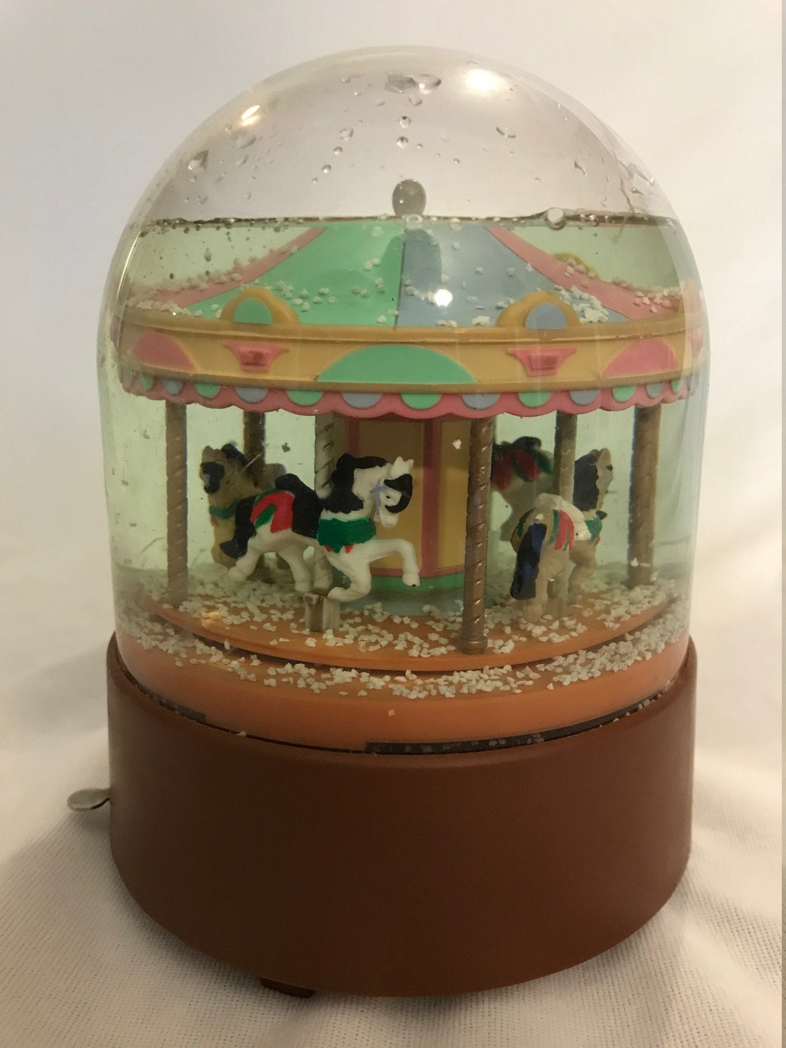Vintage Snow Globe Pony Carousel / MerryGoRound Music Box Etsy