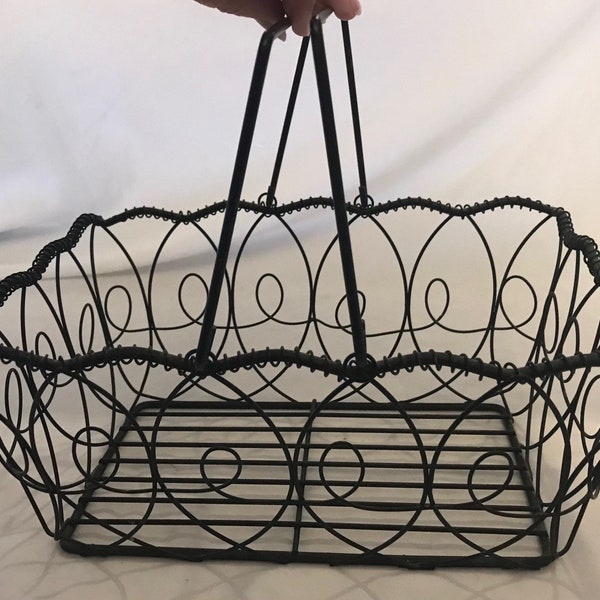 Black Basket With Handles Etsy