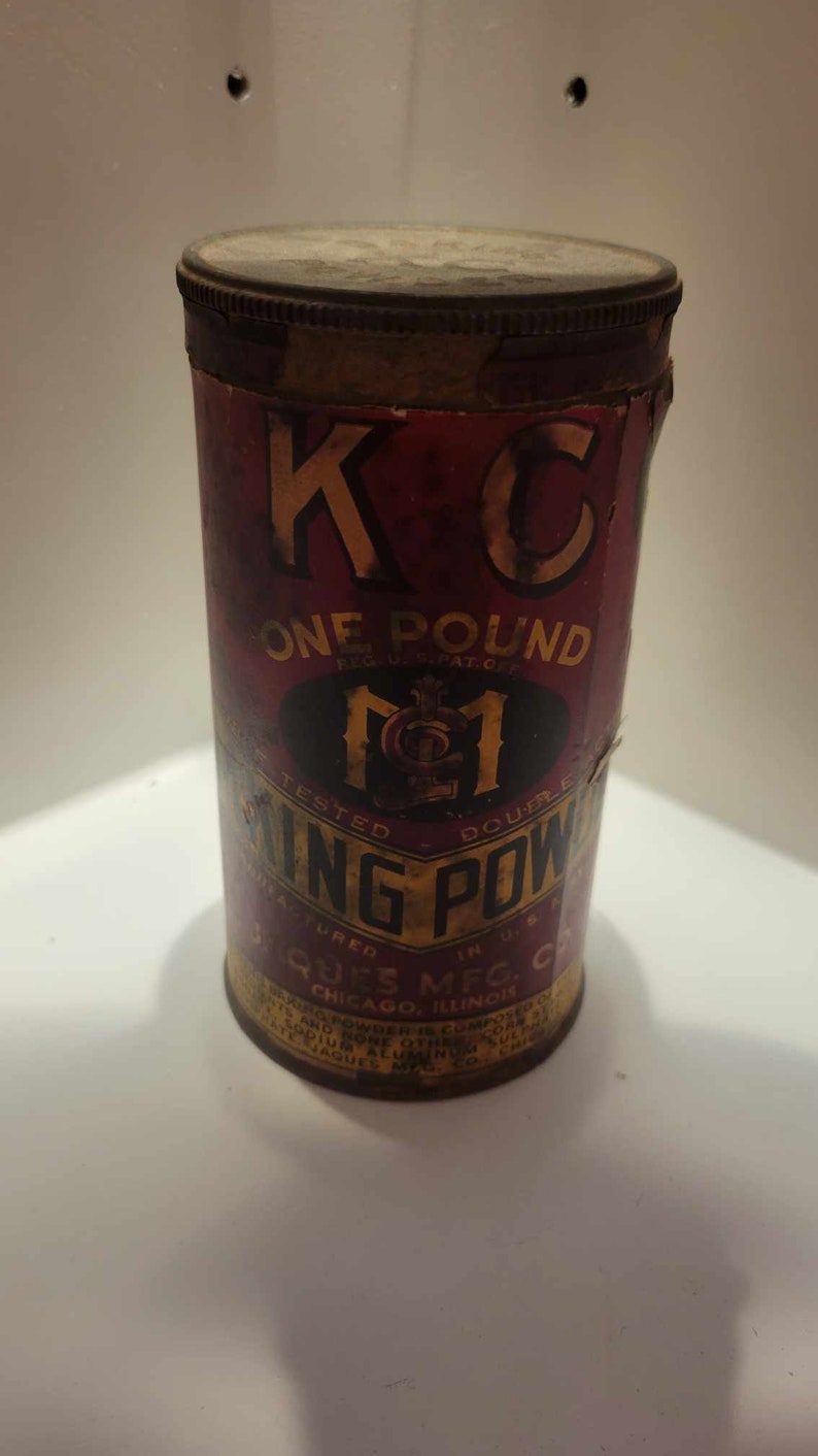 Antique KC Baking Powder Tin 1 Pound - Jacques Mfg Co.-chicago - Early ...