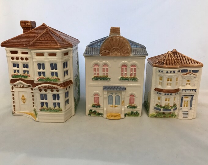 Vintage Avon Townhouse Canisters / Cookie Jars Set of 3 Etsy