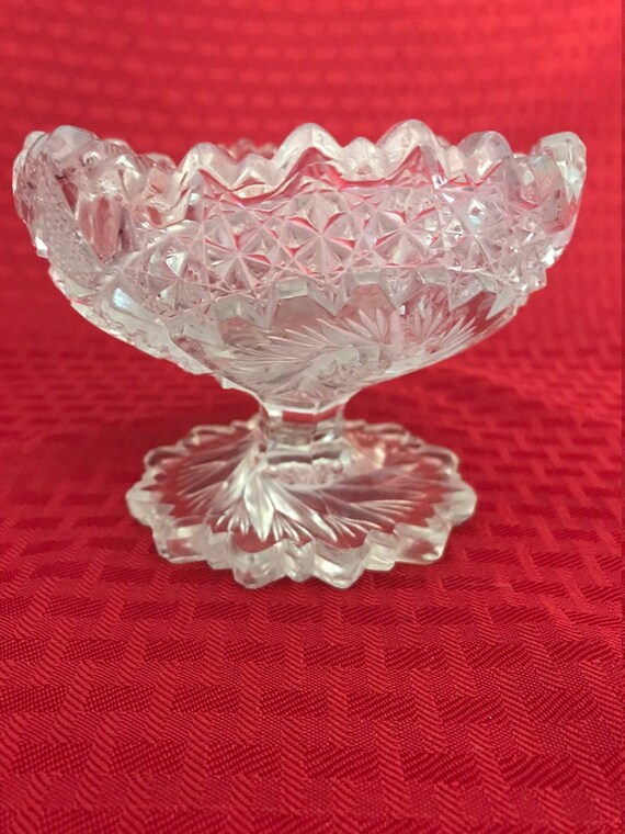Vintage Lead Crystal Pedestal Bowl Scalloped Candy Dish Etsy