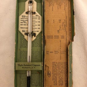 Vintage Taylor Instrument Roast Meat Thermometer With Original Box