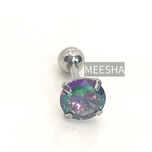16 Gauge Stainless steel AB Colour Cartilage Earring, Helix piercing, Circle Helix Earring, Cartilage Piercing, barbell Stud
