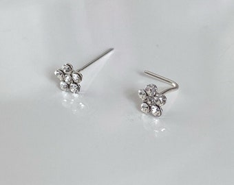 6 Bijoux Piercing Nez AceFun En Acier Chirurgical - Studs En L Avec Opale Ou CZ - Calibre 18G, Longueur 7 Mm - Pour Femmes/hommes