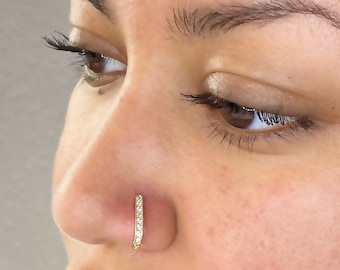 2pc Gold/Silver Indian Diamond Nose Ring, Nose Stud, Gold Nose Hoop, Silver Nose Piercing, twist in nose stud