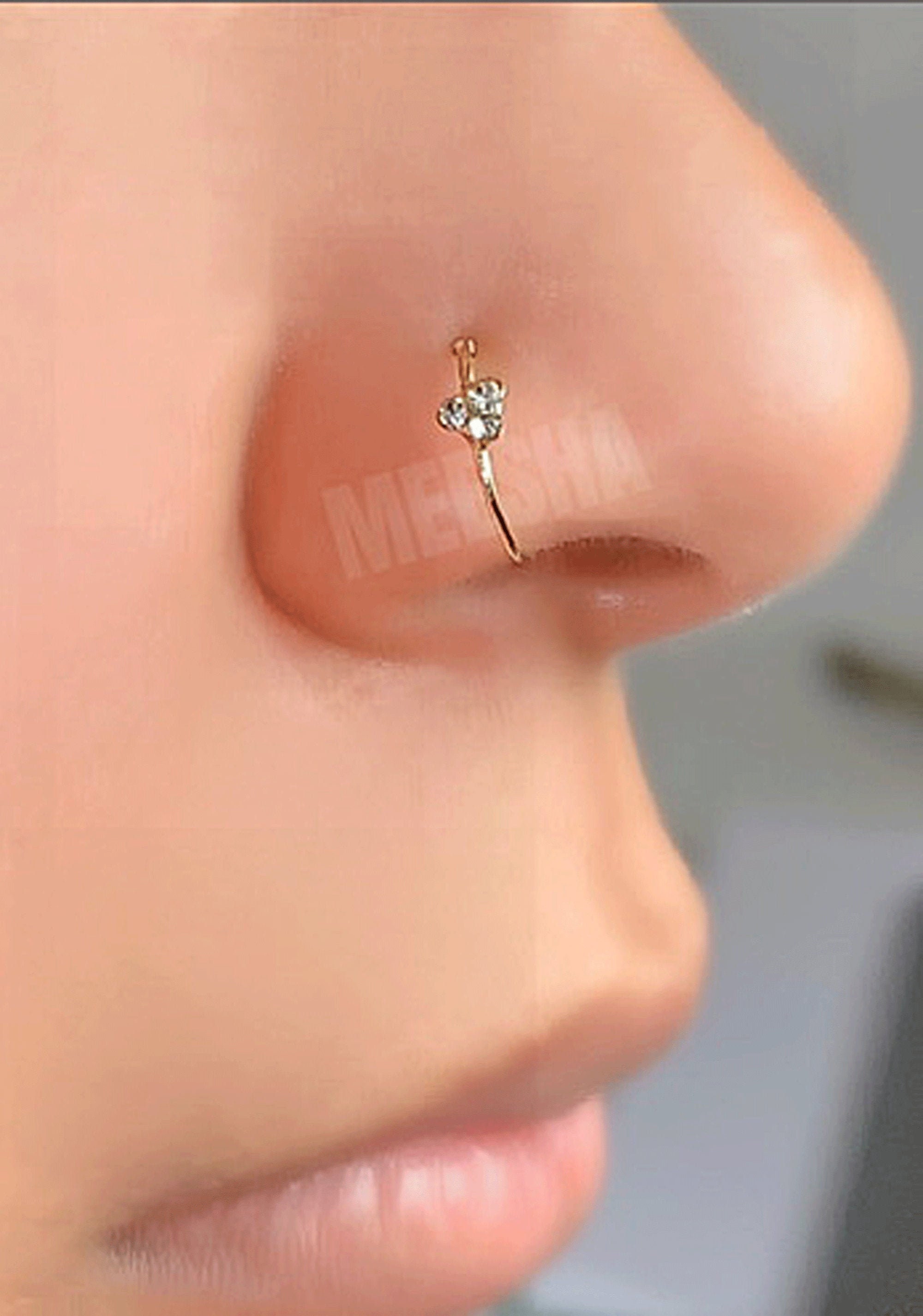 14k Gold Nose Ring Hoop For Women, Thin Nose Piercing Jewelry (gold,3pcs-  8mm 22 Gauge) | Fruugo NO
