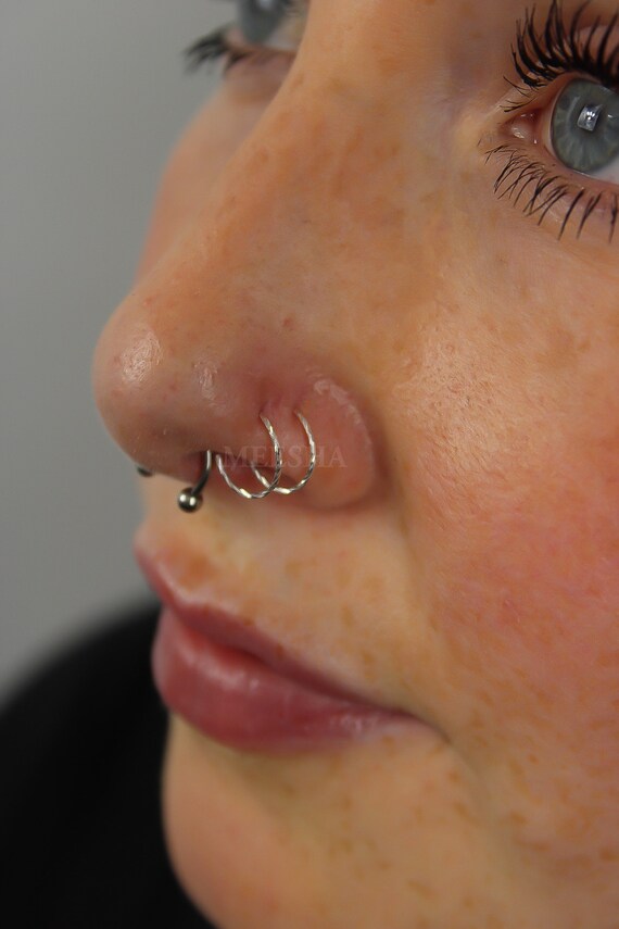 thumbnail image 2 of 8mm 16G Surgical Steel Horseshoe Ring With Crystals – Nose, Lip, Ear, Cartilage, Helix Piercing 2 of 2