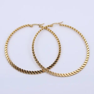 Stainless Steel Twist Gold Hoop Earrings, Round Simple Hoop Earrings, Ladies Stainless Steel Earrings set, Gift for her, Christmas Gift