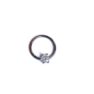 Titanium Flower Hoop Earring, Silver CZ Segment Earring, Septum Hoop, Hypoallergenic Earrings, Cartilage Hoop Earring, Auricle Piercing