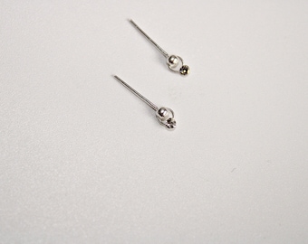 Tiny Ball Straight Bar Push In Nose Stud, 925 Sterling Silver Dangle Nose Stud Nose Bar, Silver Dangle Nose Stud, Bijoux Pour Le Nez