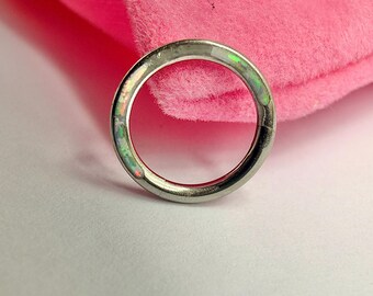 16G Opal Septum Clicker, Stainless Steel Hinged Hoop