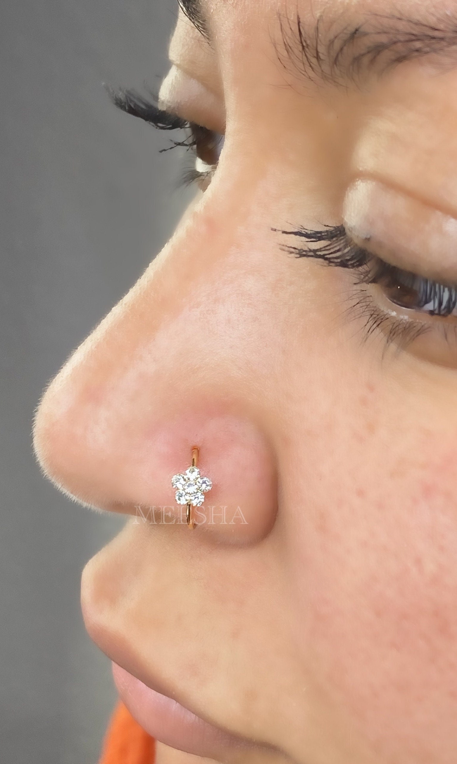 Piccolo Sottile anelli per naso un Cristallo Diamante A Cerchio Perno Luccicante Cristallo Piercing al naso 