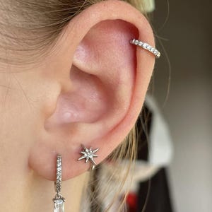 18k Gold Plated CZ Ear Ring Nose Ring Hoop, Helix Hoop, Cartilage Earring, Hinged Hoop, Cartilage Piercing, Mothers Day Gift