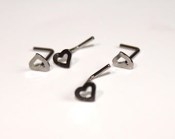 316L Surgical Steel Small Heart L Shape Nose Ring Pin 316L Surgical Steel Small Heart L Shape Nose Ring Pin