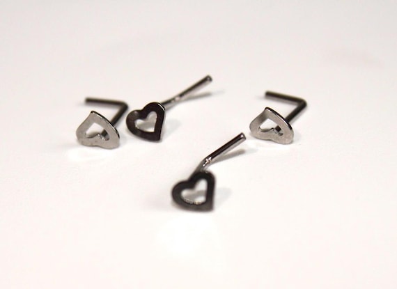 316L Surgical Steel Small Heart L Shape Nose Ring Pin 316L Surgical Steel Small Heart L Shape Nose Ring Pin