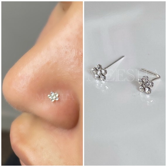 Silver flower shop nose stud