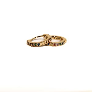 Coloured Stone Hoop Earrings: Sterling Silver Kids&#39; Clickers