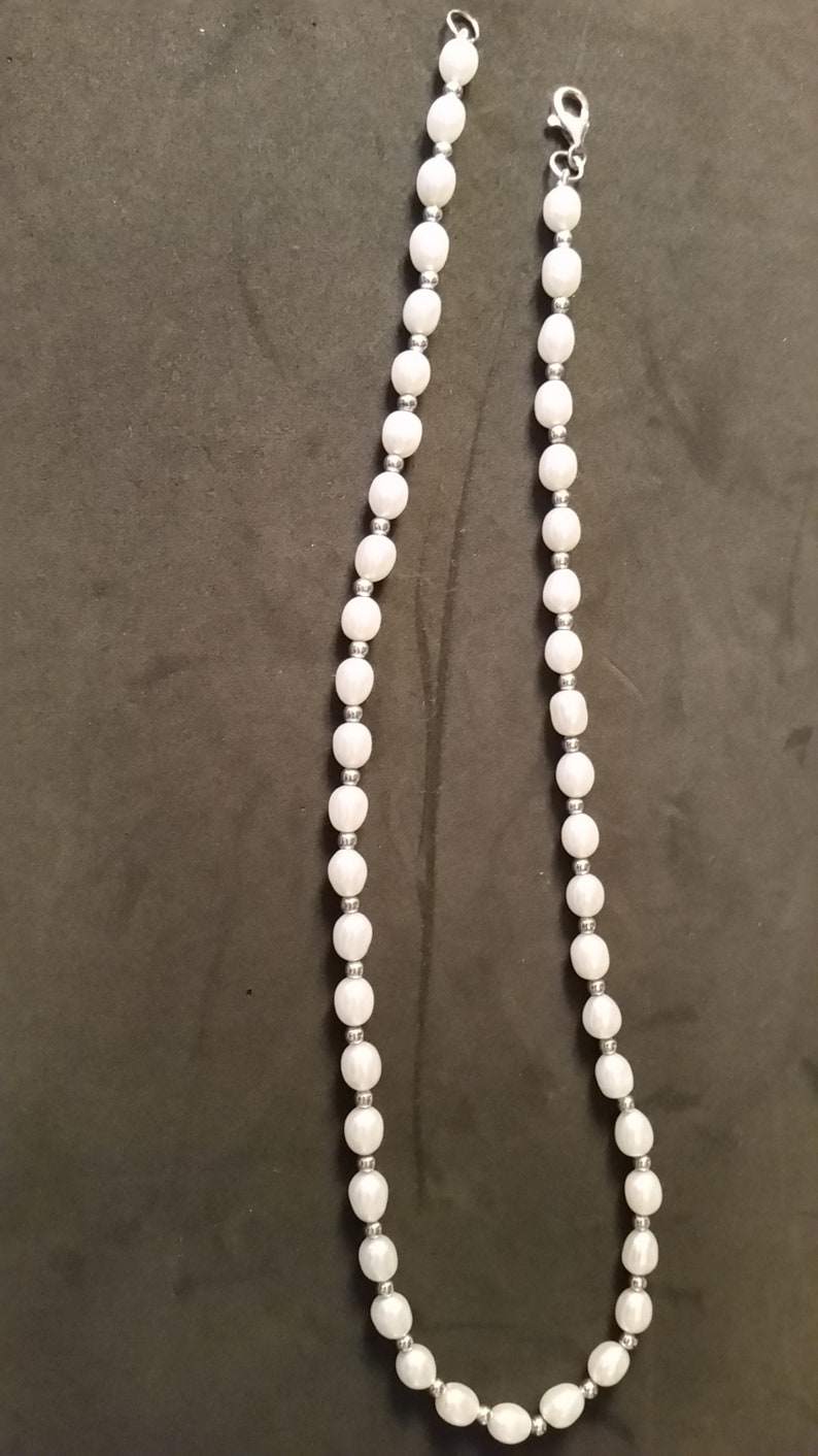 Sterling Silver and Fresh Water Pearl Choker Necklace 18 Pearl necklace Vintage Sterling necklace
