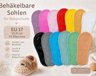 Baby shoe soles, soft "rubber" shoe soles for crocheting EU 17 (10 cm)