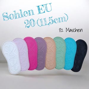 Suelas de goma blanda para tejer a ganchillo, talla 20 (11,5 cm)