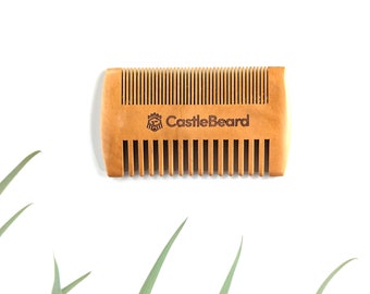Peine de barba de madera de doble cara