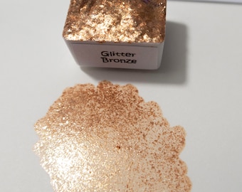 Glitzer Bronze Aquarellfarbe - Super Foil Wie Glitzer Effekt - Handgemachte Wasserfarben - Metallische Wasserfarben - Schimmer Farben