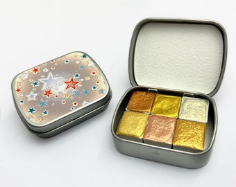 More Golds Metallic Watercolor Paint Set - Gifts for Artists - Handmade Watercolors - Watercolor Palette