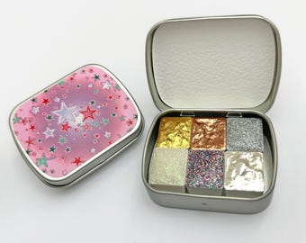 Glitter Metallic Watercolor Paint Set - Gifts for Artists - Handmade Watercolors - Watercolor Palette