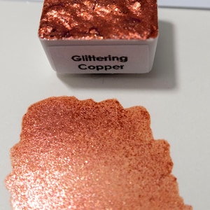 Glittering Copper Watercolor - Metallic Foil Effect Glitter Paints - Handmade Watercolors