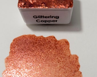 Glittering Copper Watercolor - Metallic Foil Effect Glitter Paints - Handmade Watercolors