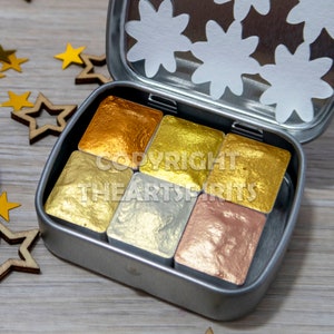 More Golds メタリック水彩絵の具セット - 美しいアーティストギフト - 手作り水彩絵の具 - 水彩パレット