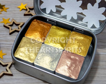 More Golds Metallic Watercolor Paint Set - Beautiful Artist Gifts - Handmade Watercolors - Watercolor Palette - FREE WORLDWIDE SHIPPING